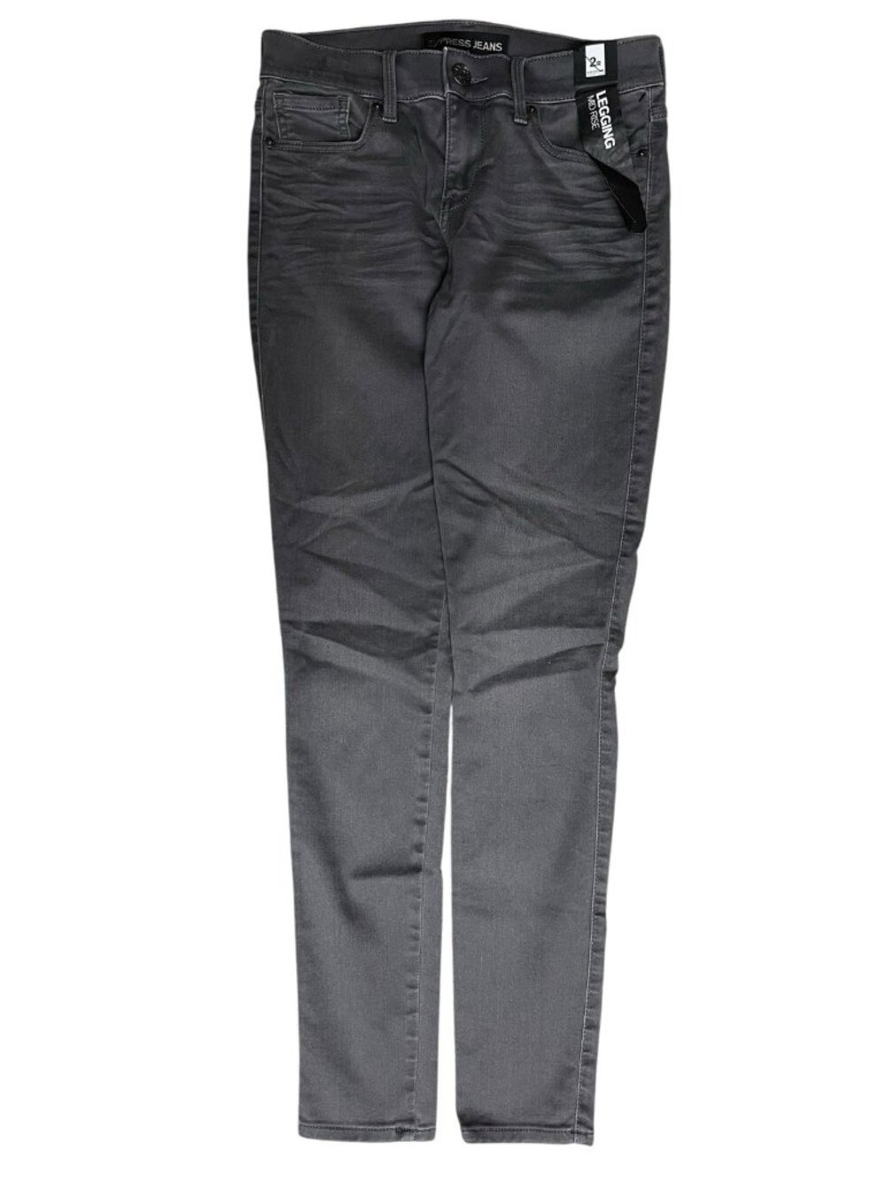Express Jeans Womens Size 2R Gray Legging Mid Rise Inseam 30 NWT C49